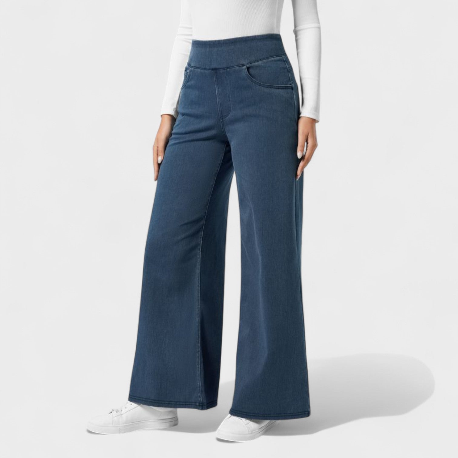 Pantaloni Jeans a Gamba Larga per Donna