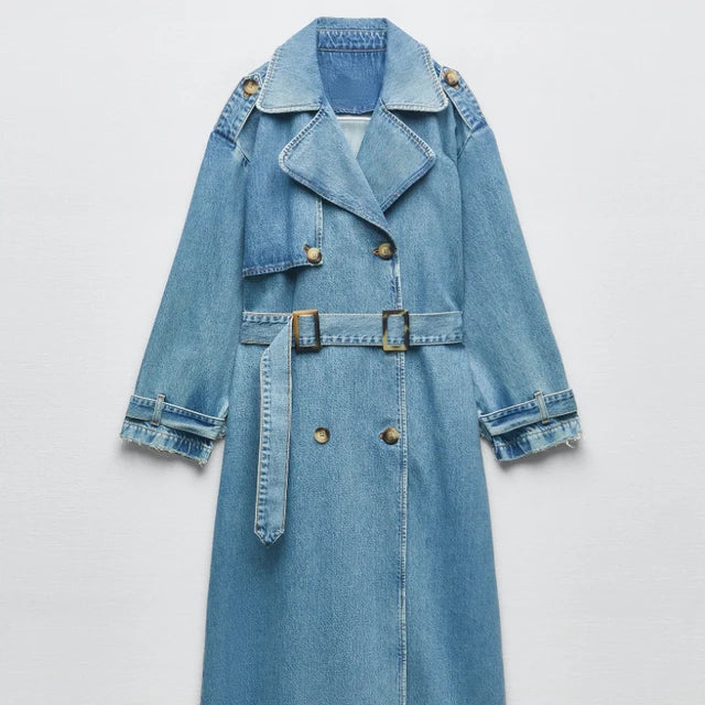 Fina | Cappotto Trench Blu da Donna con Cintura