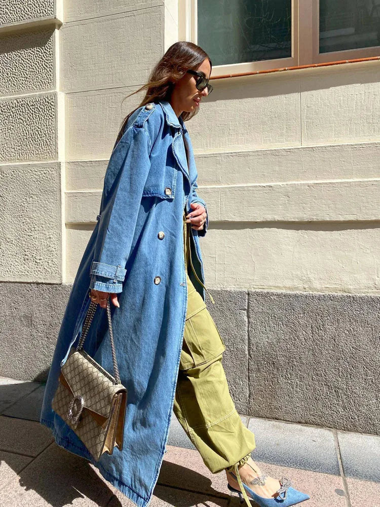Fina | Cappotto Trench Blu da Donna con Cintura