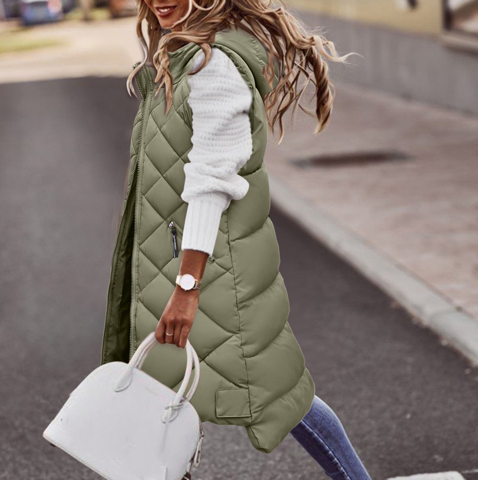 Eli | Gilet Invernale da Donna con Cappuccio Rosa