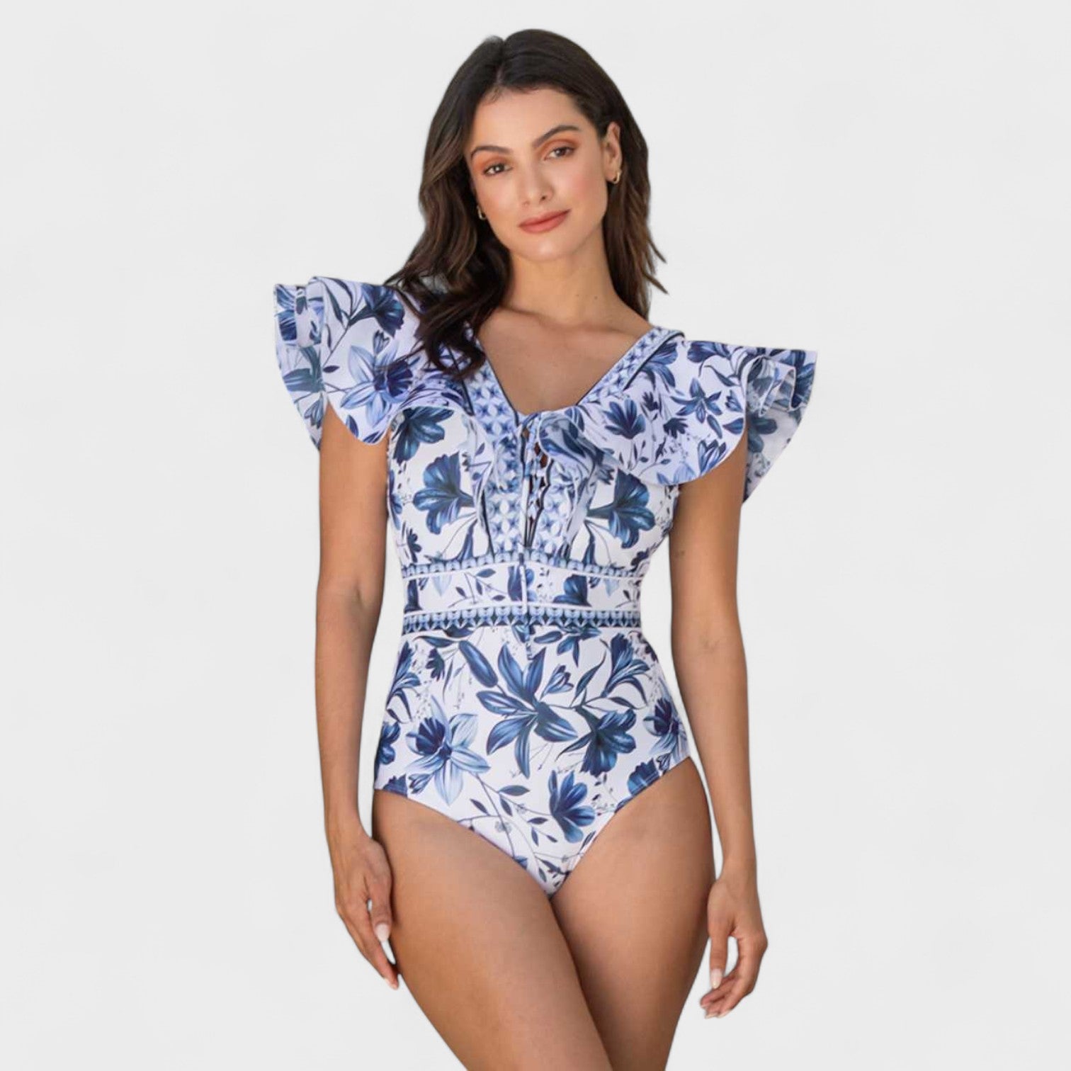 Completo Floreale Mediterraneo - Costume con Gonna Coordinata