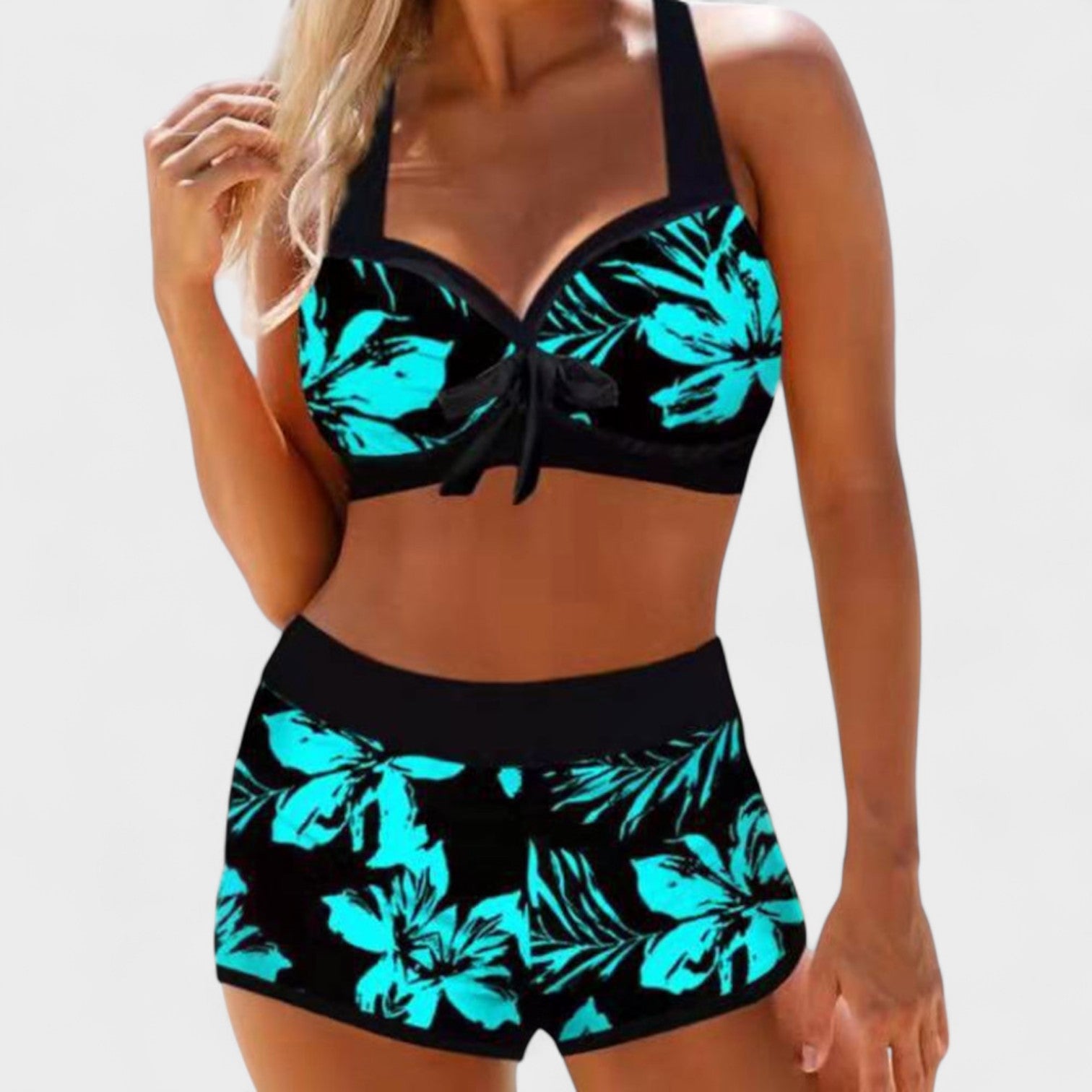 Costume da Bagno a Vita Alta con Stampa Floreale