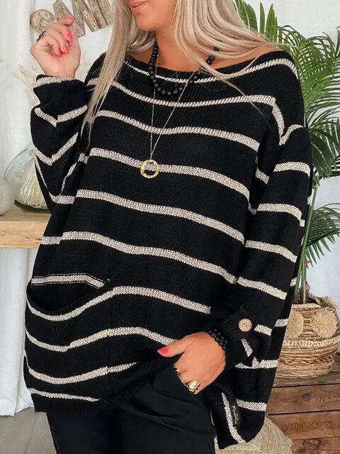 Chiara | Maglione a Righe Caldo per Giorni Invernali