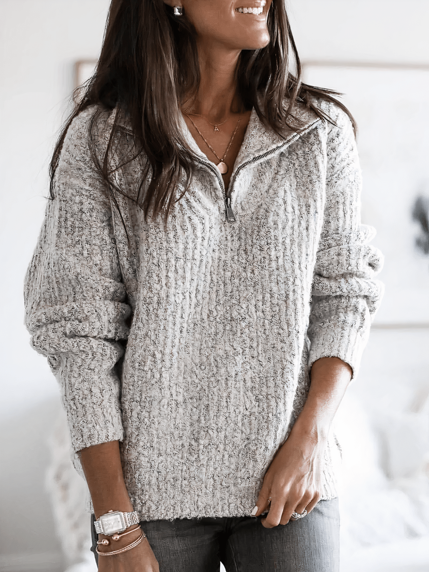 Matilde | Maglione Invernale Donna con Zip a Quarti