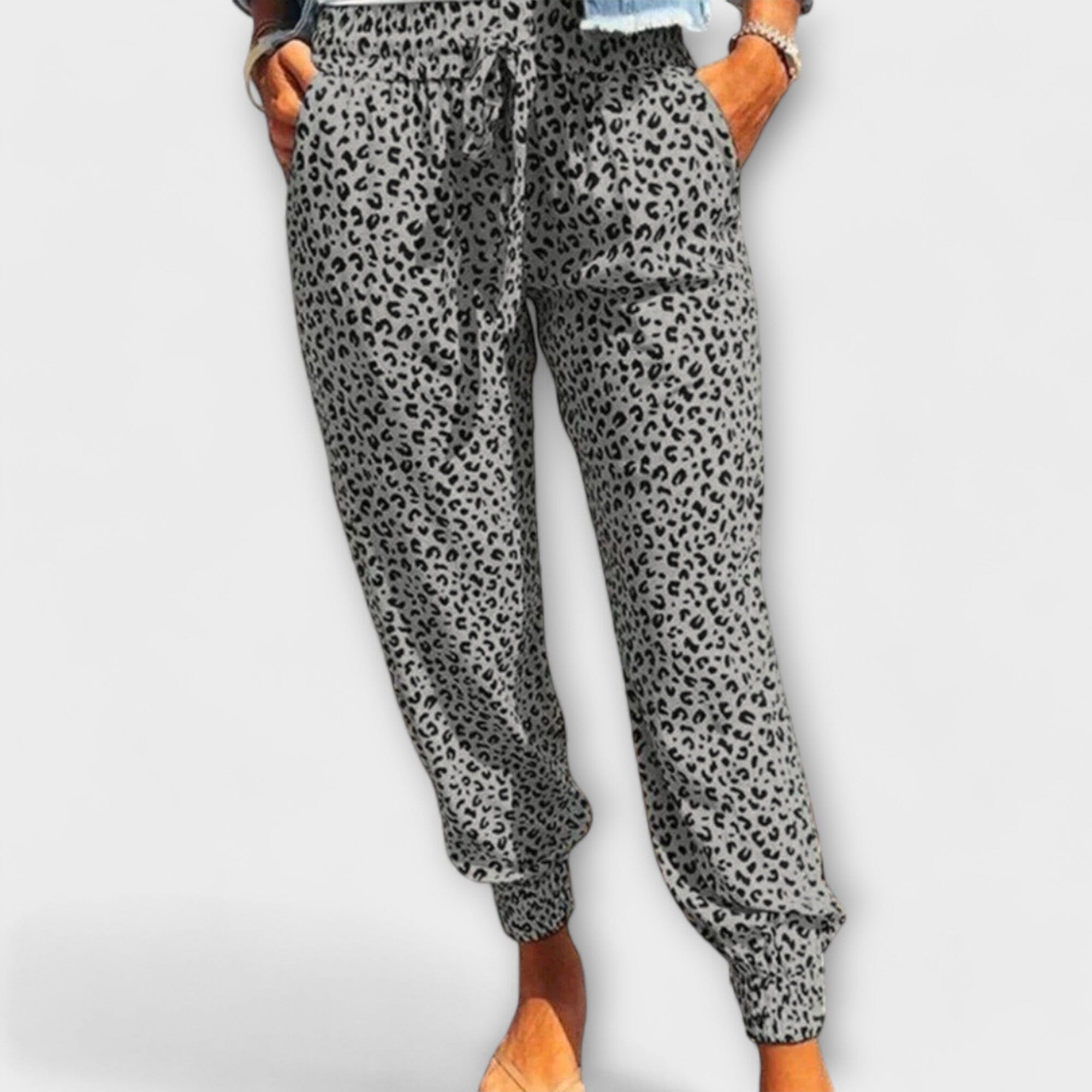 Pantaloni Leopardati a Gamba Larga Eleganti