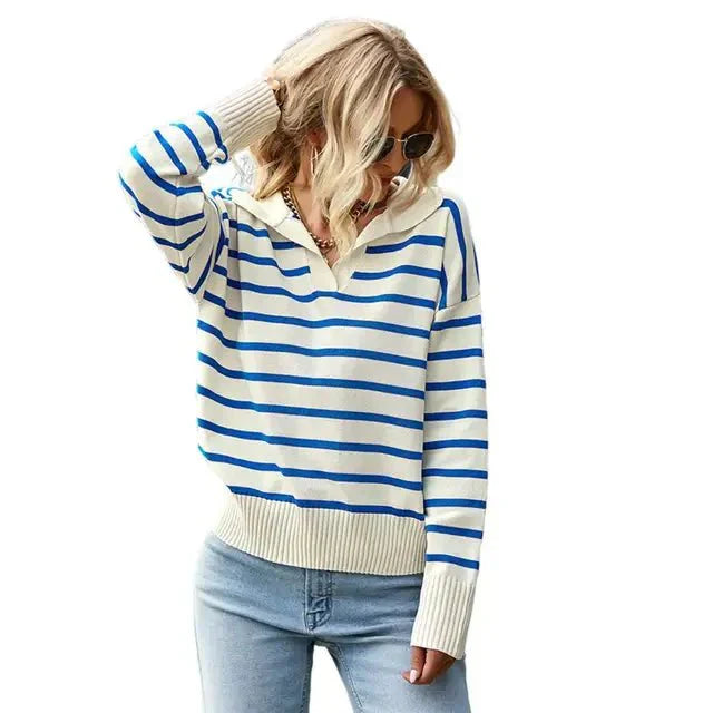 Sonia | Maglione Invernale a Righe con Colletto