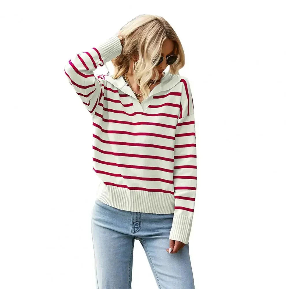 Sonia | Maglione Invernale a Righe con Colletto