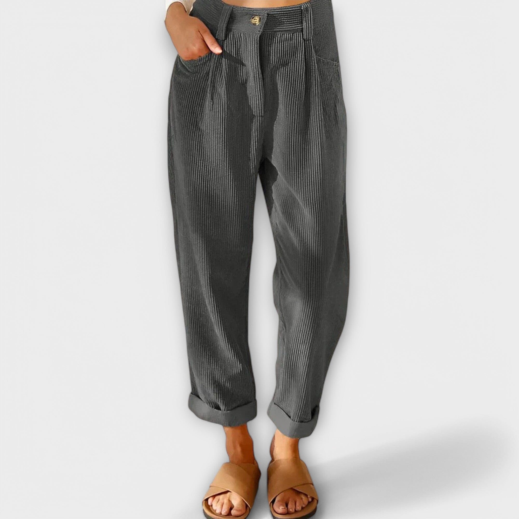 Pantaloni Moderni in Velluto a Coste
