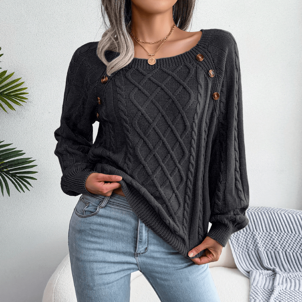 Franca | Maglione Invernale a Maglia con Dettagli Bottoni