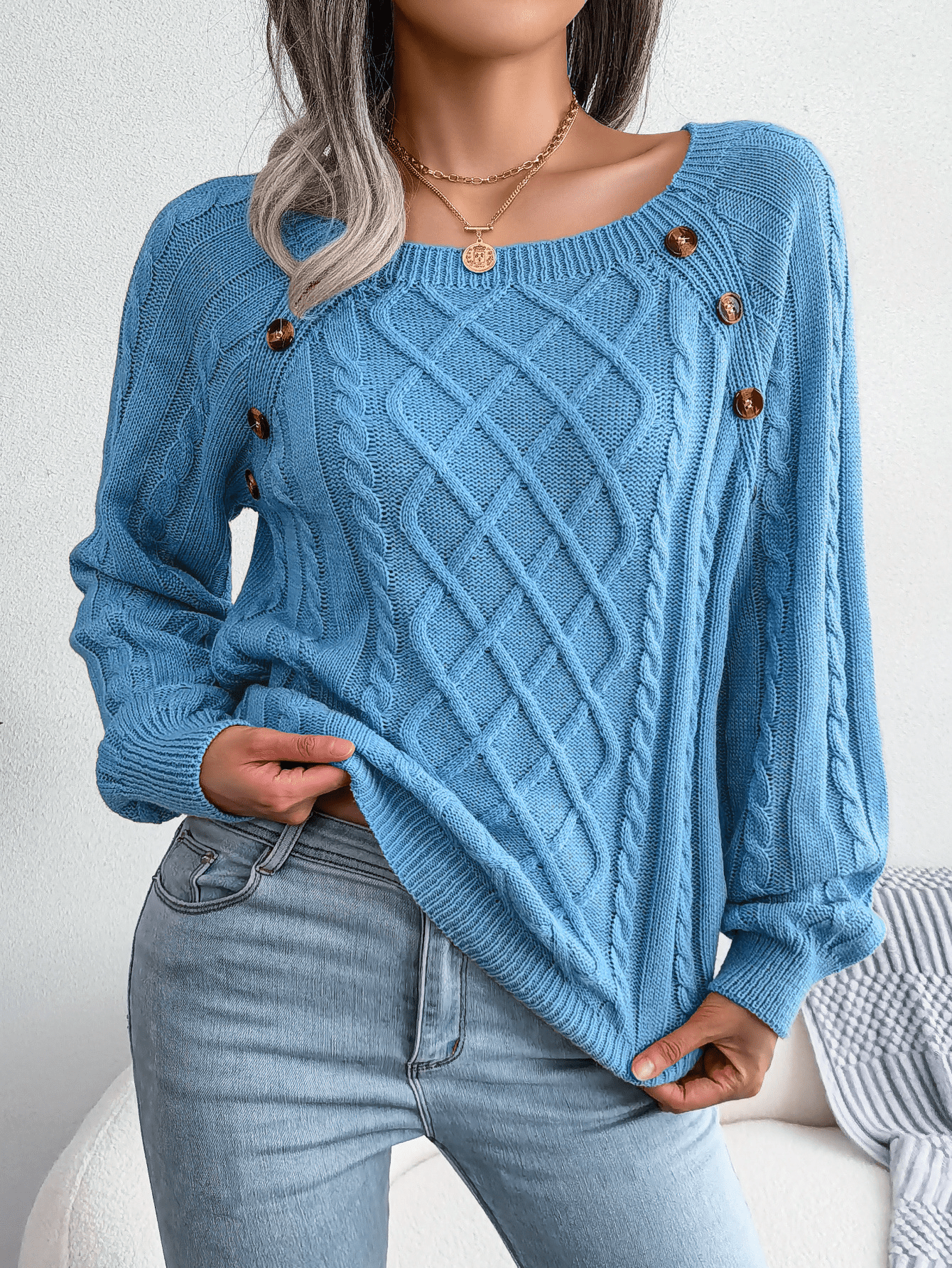Franca | Maglione Invernale a Maglia con Dettagli Bottoni