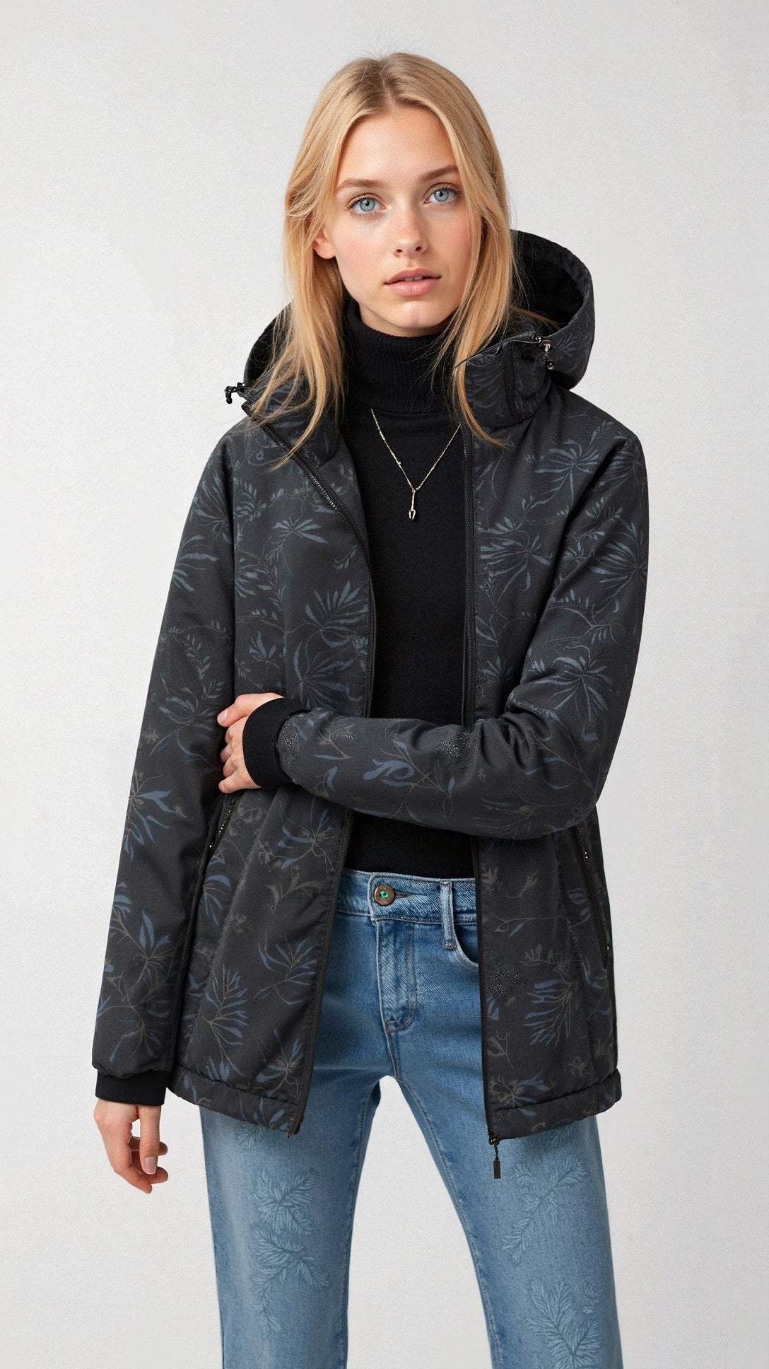 Mira | Impermeabile Stampato con Cappuccio Elegante