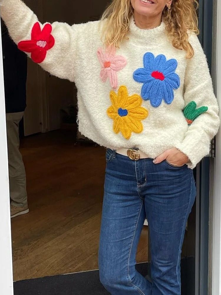 Elisabetta | Maglione Invernale Floreale Morbido per Donna