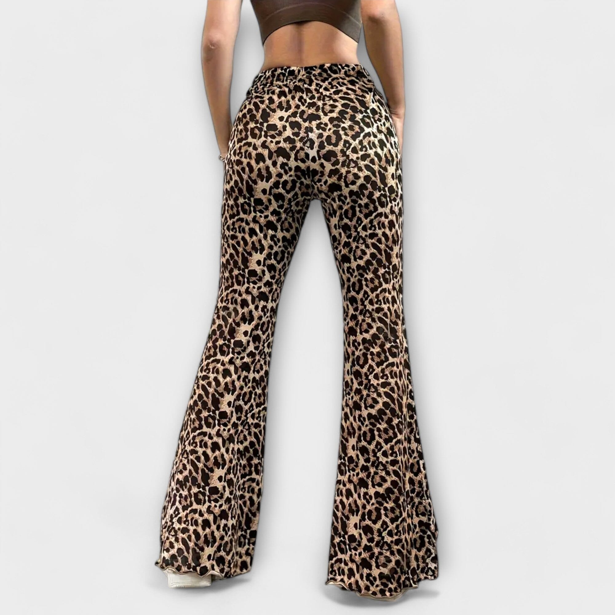 Pantaloni Bootcut con Stampa Leopardo