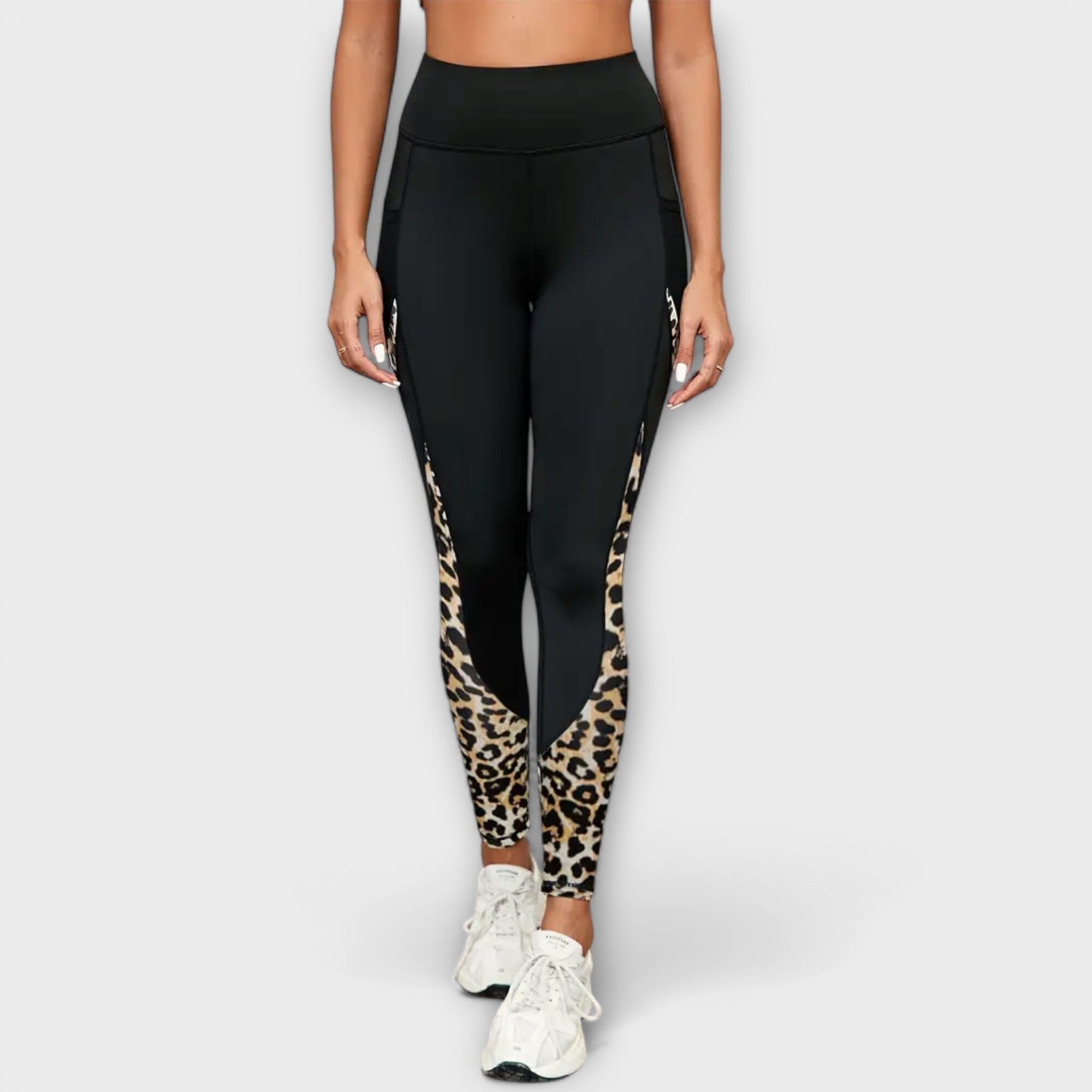 Pantaloni a Vita Alta con Stampa Leopardo