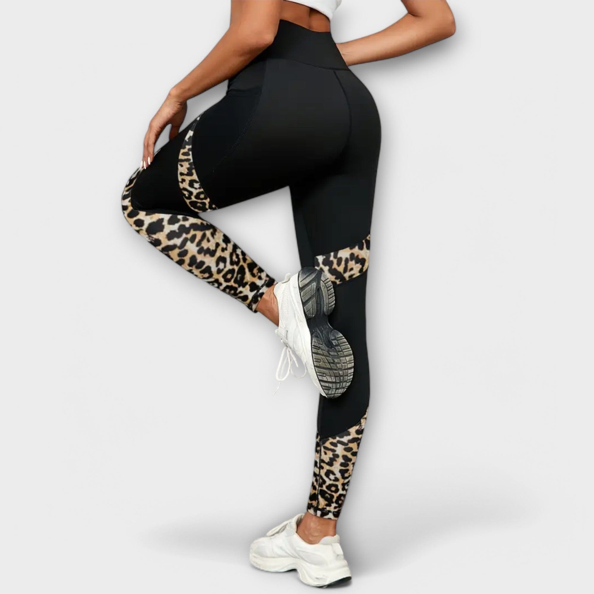 Pantaloni a Vita Alta con Stampa Leopardo