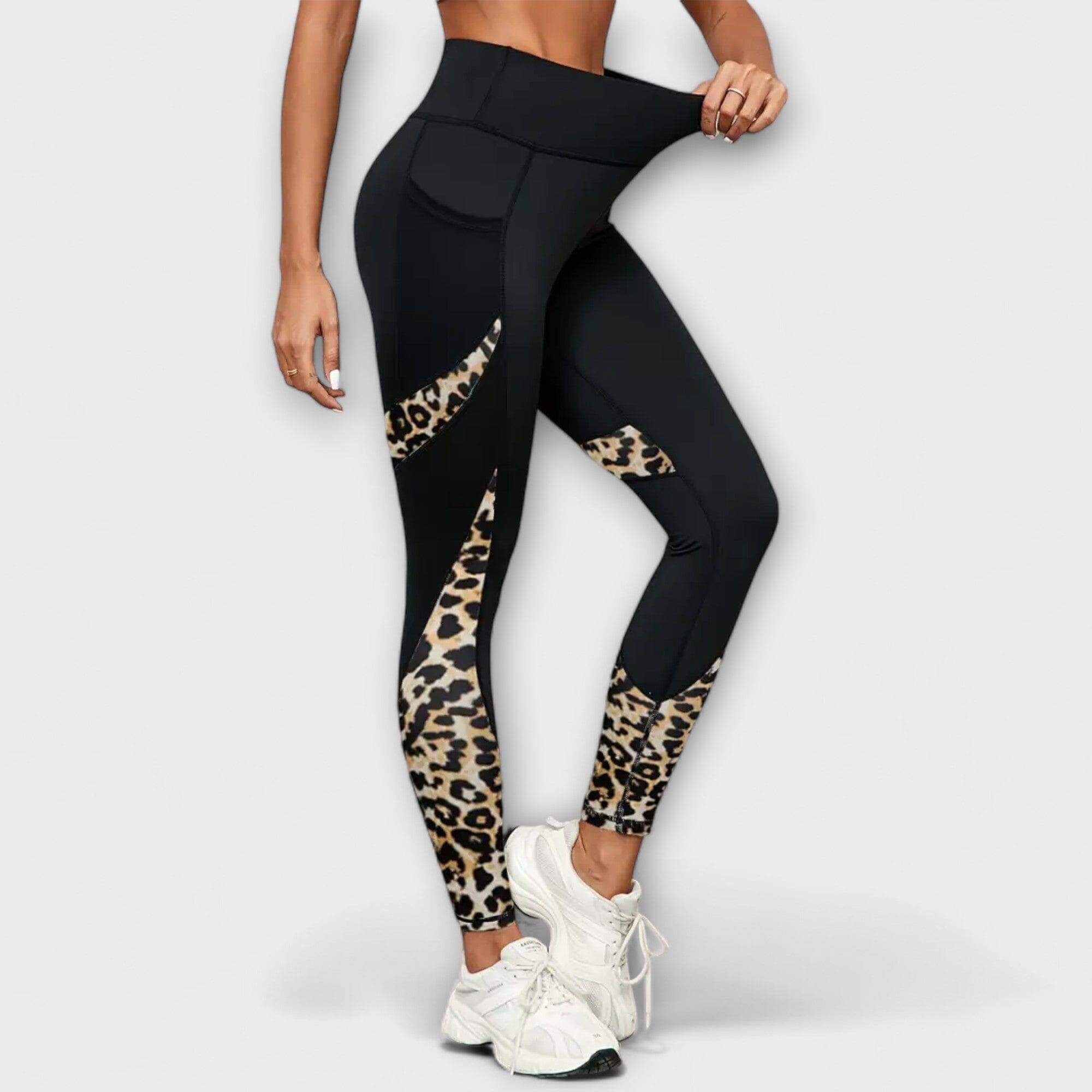 Pantaloni a Vita Alta con Stampa Leopardo