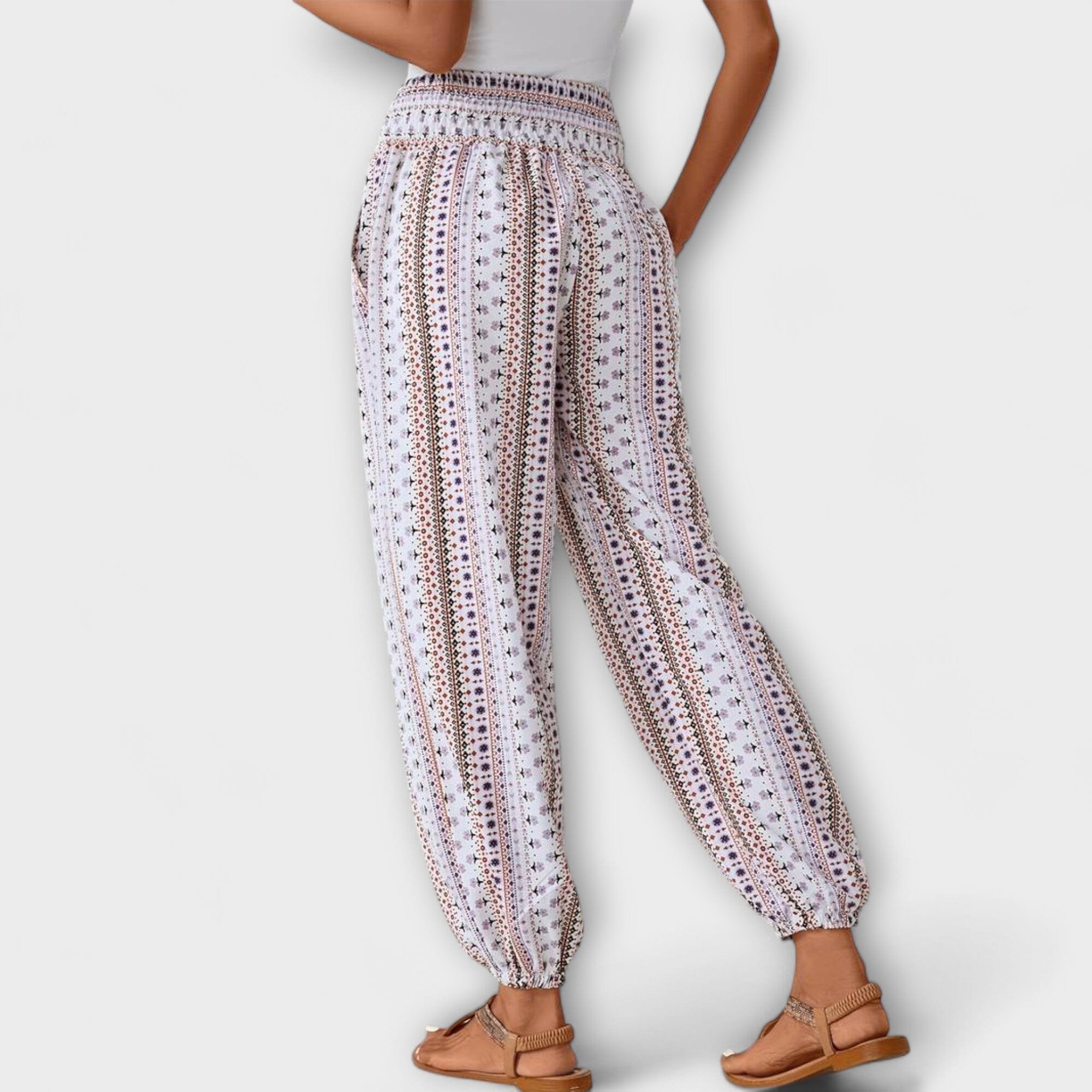 Pantaloni con Motivo Etnico Elegante