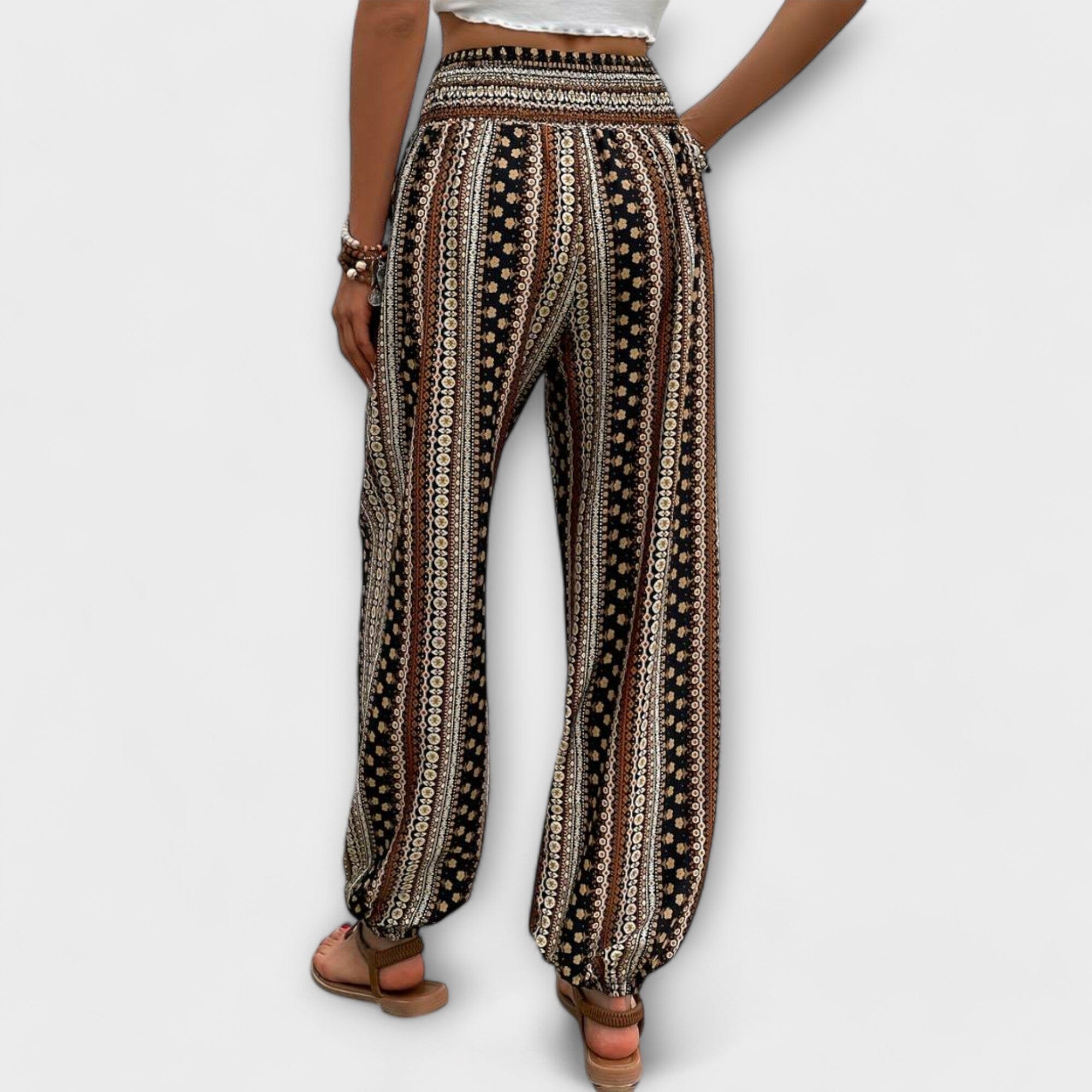 Pantaloni con Motivo Etnico Elegante