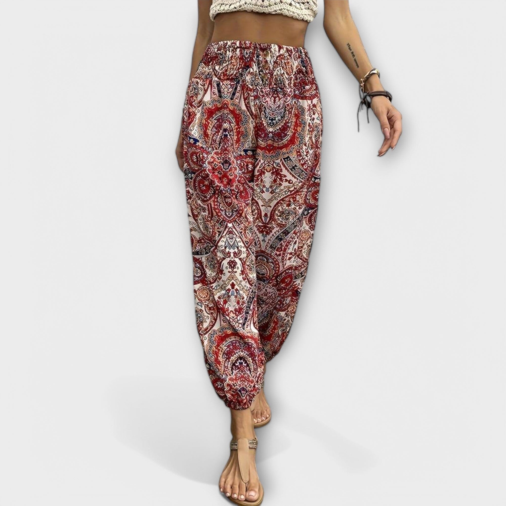 Pantaloni con Motivo Etnico Elegante