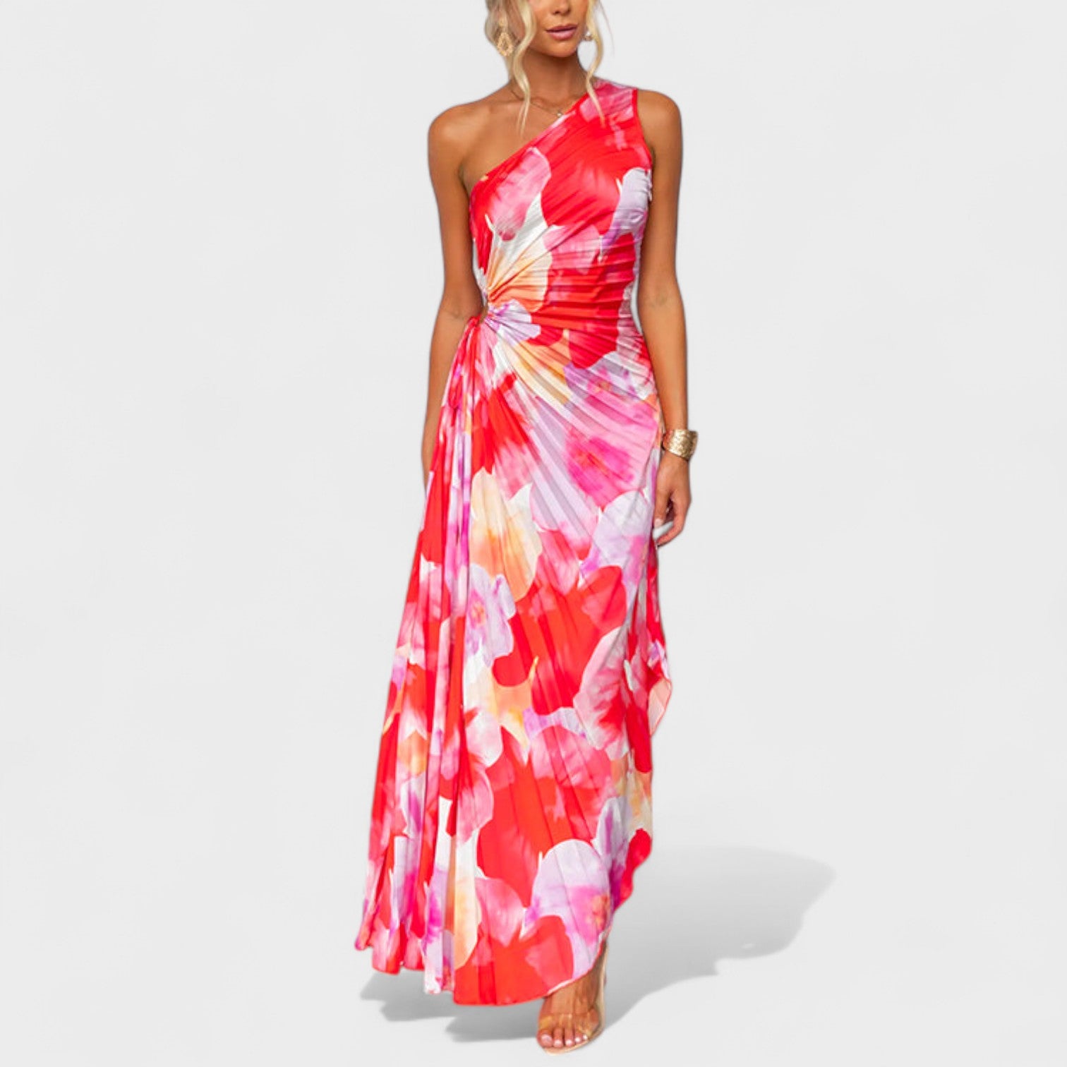 Vestito Asimmetrico Estivo con Motivo Floreale