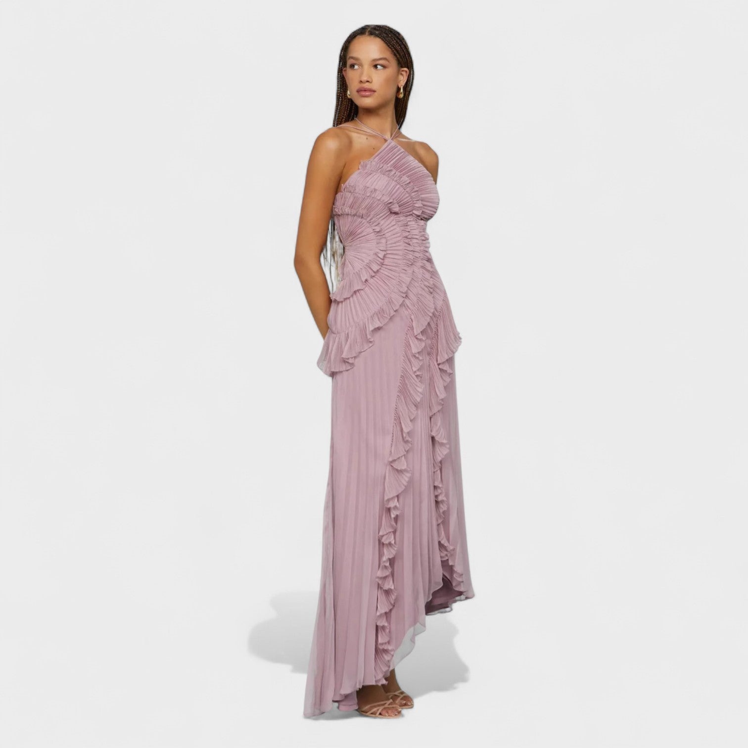 Vestito Plissettato Lavanda Elegante