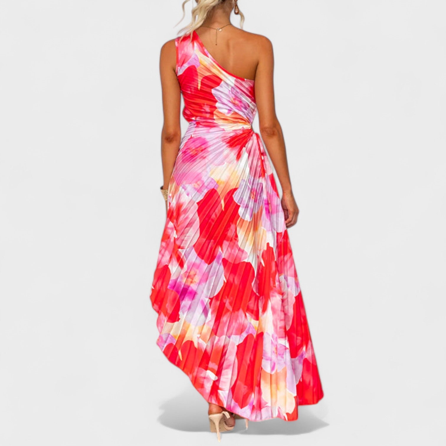 Vestito Asimmetrico Estivo con Motivo Floreale