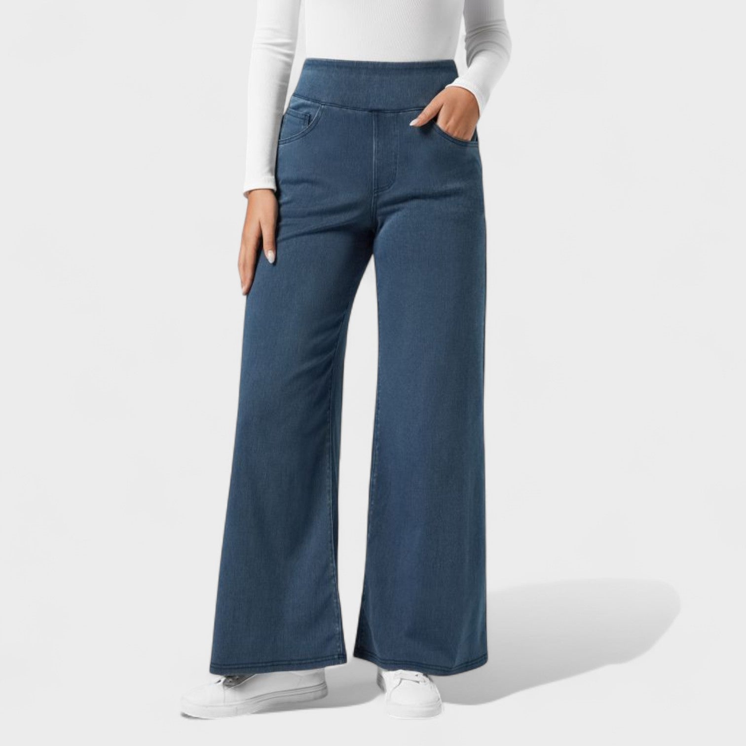 Pantaloni Jeans a Gamba Larga per Donna