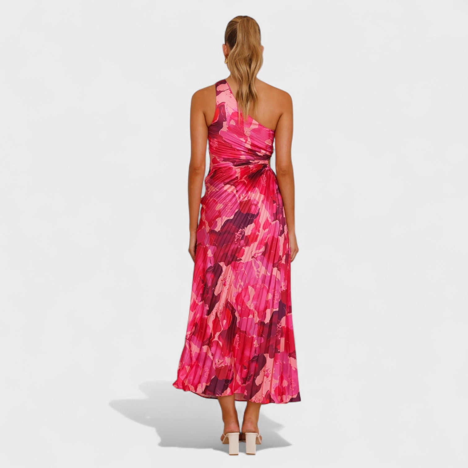 Vestito Asimmetrico Plissettato a Fiori