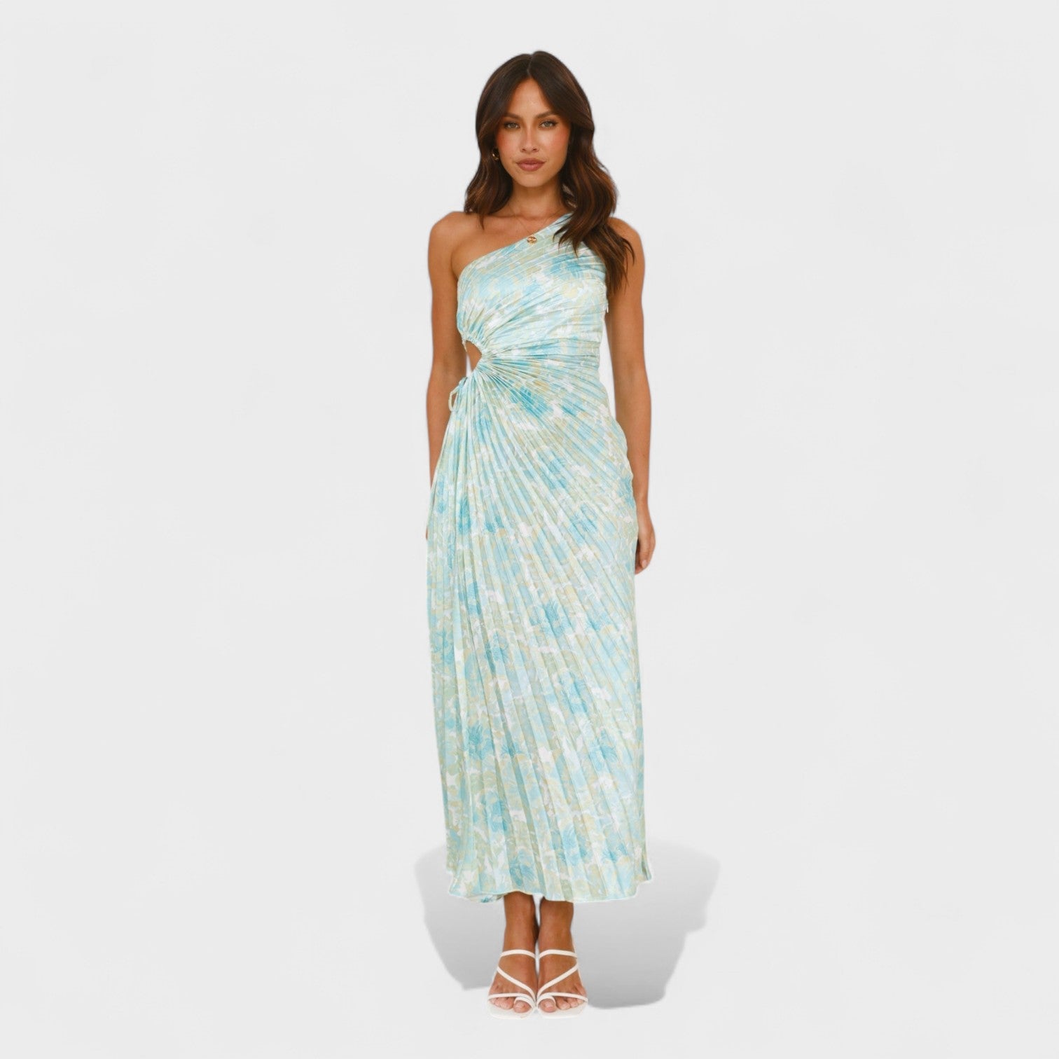 Vestito Asimmetrico Plissettato a Fiori