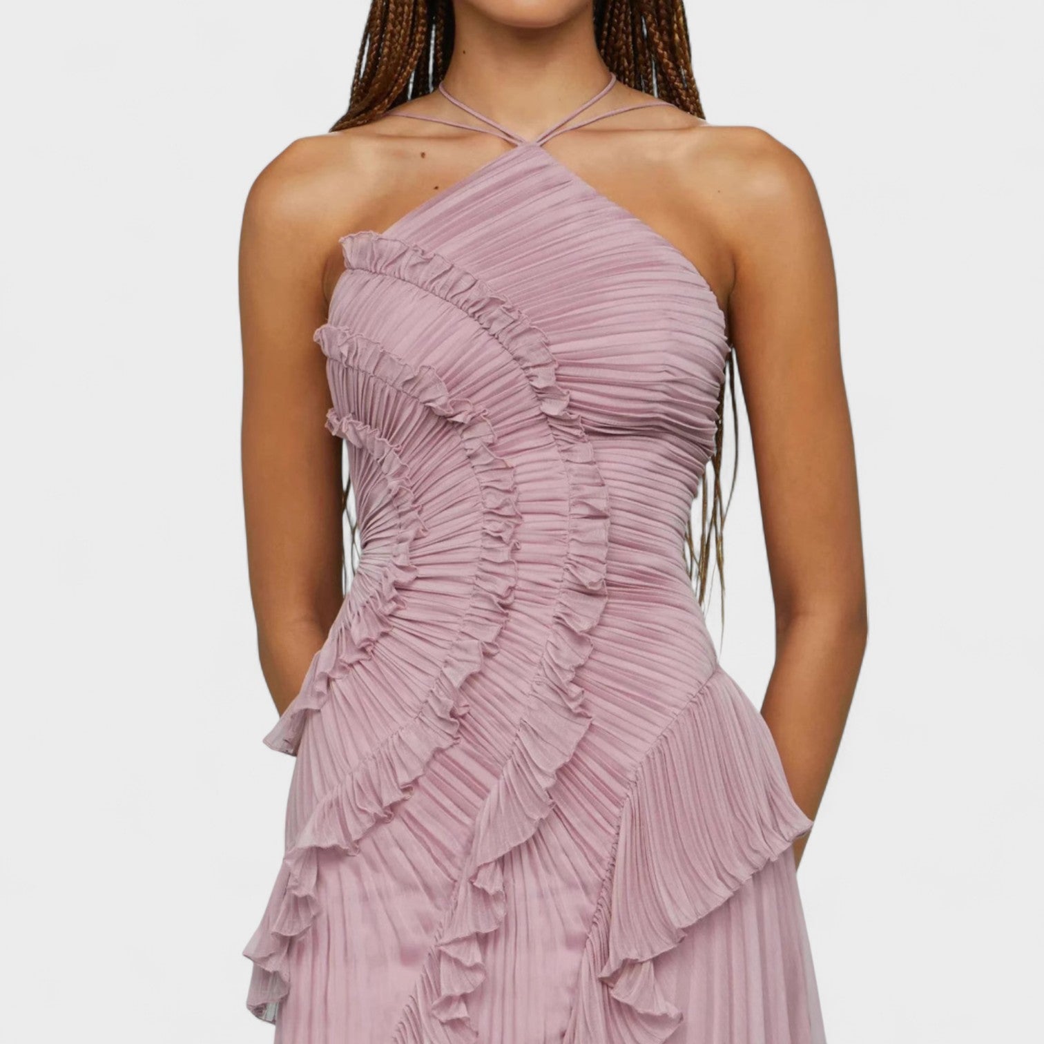 Vestito Plissettato Lavanda Elegante