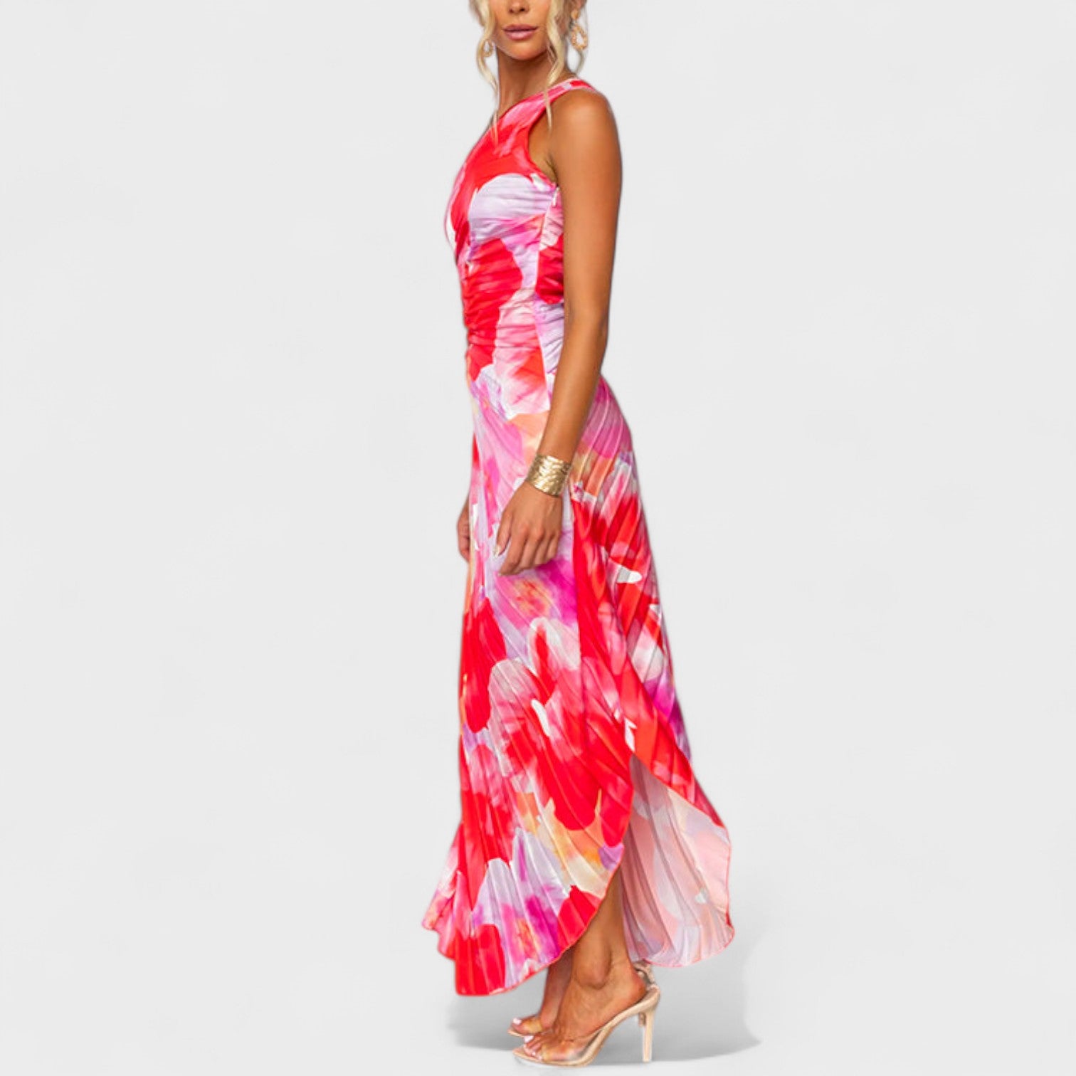 Vestito Asimmetrico Estivo con Motivo Floreale