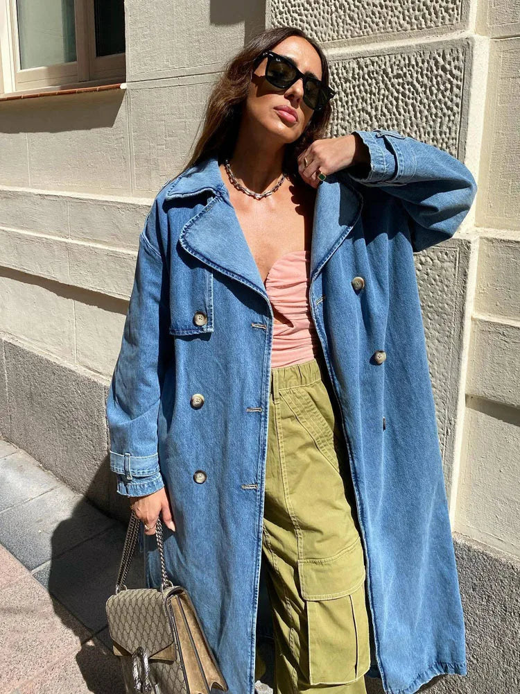 Fina | Cappotto Trench Blu da Donna con Cintura