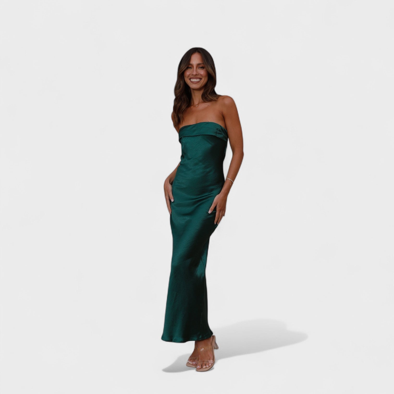 Abito Satinato Senza Maniche Elegante