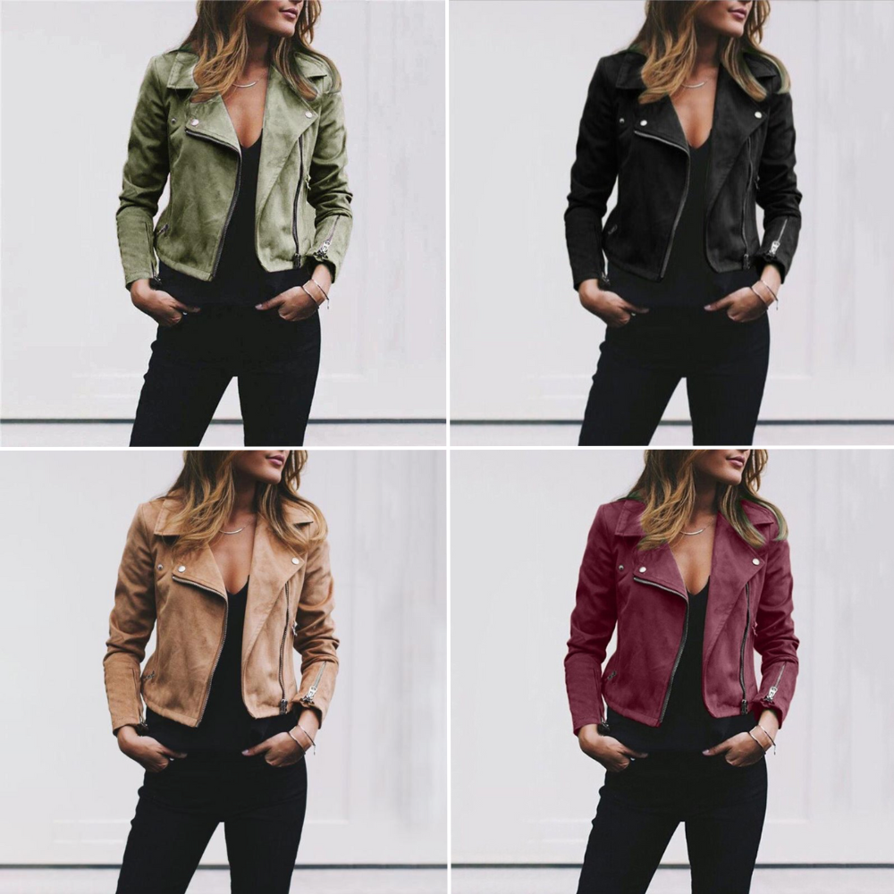 Bruna | Giacca Biker in Pelle Scamosciata da Donna