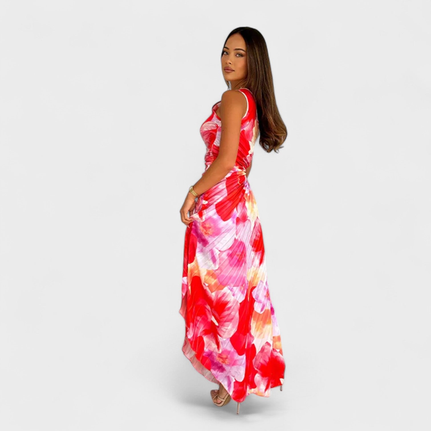 Vestito Asimmetrico Estivo con Motivo Floreale