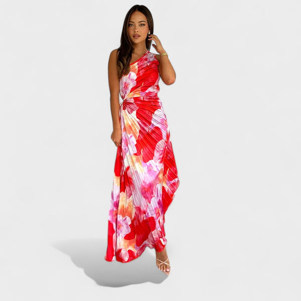 Vestito Asimmetrico Estivo con Motivo Floreale