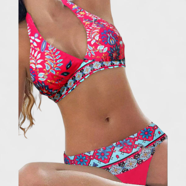 Bikini Floreale con Accenti Geometrici