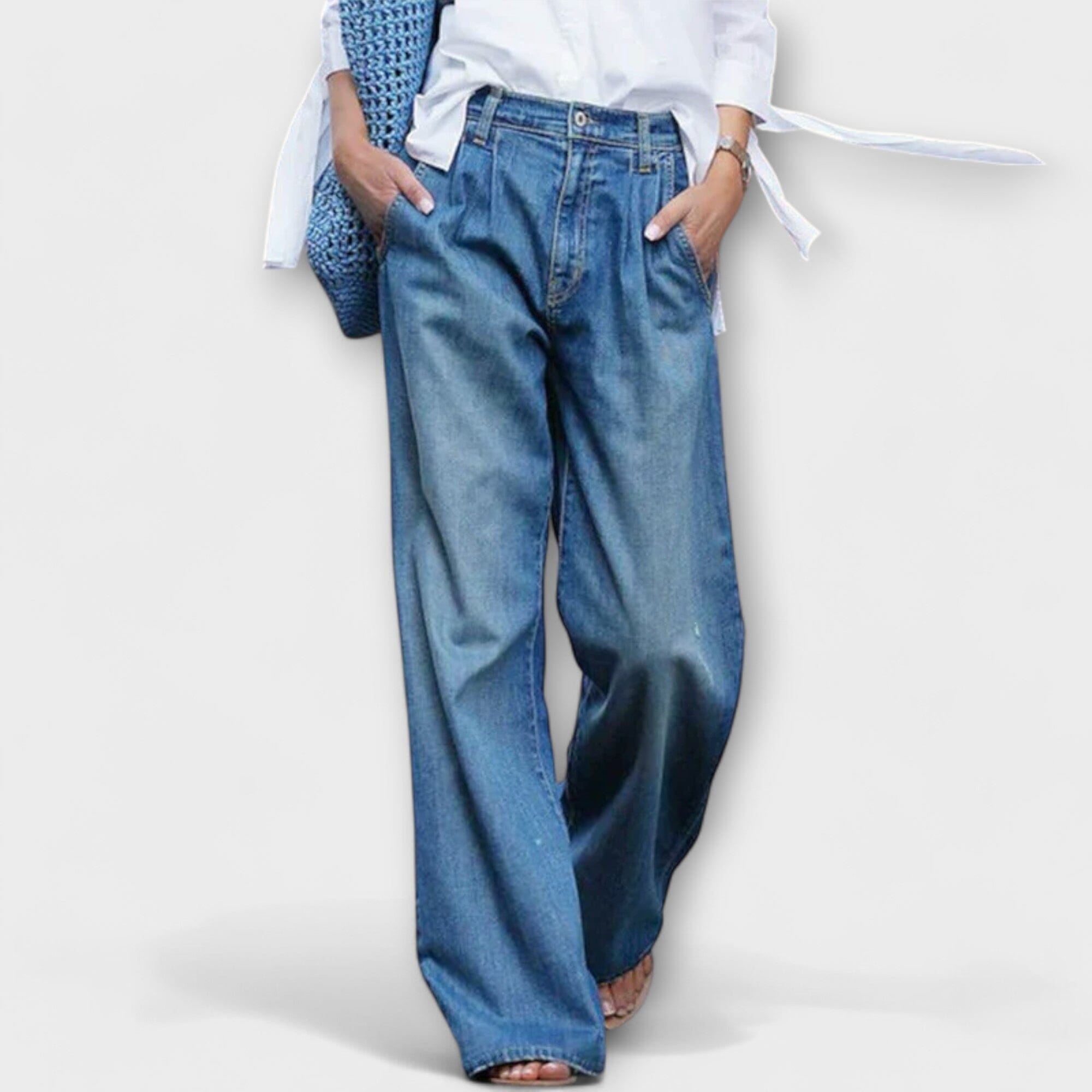 Jeans Di Alta Qualità con Gamba Larga
