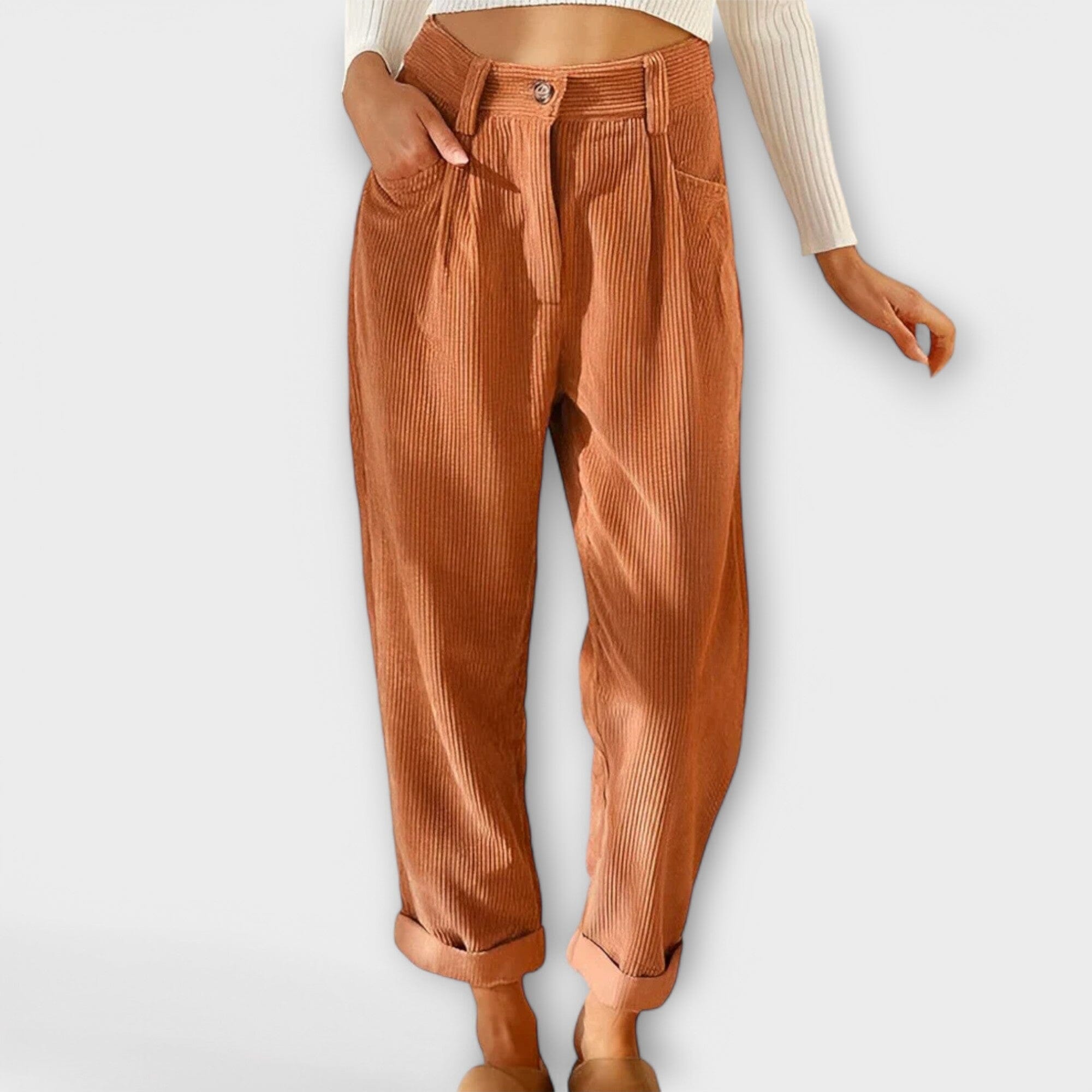 Pantaloni Moderni in Velluto a Coste