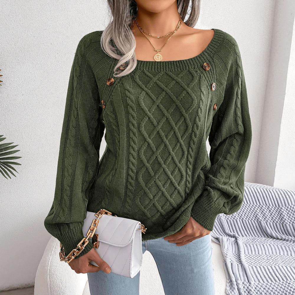 Franca | Maglione Invernale a Maglia con Dettagli Bottoni