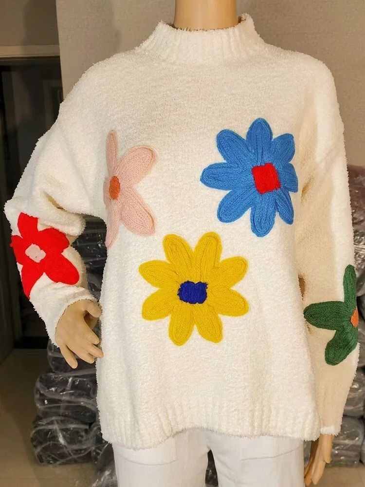 Elisabetta | Maglione Invernale Floreale Morbido per Donna