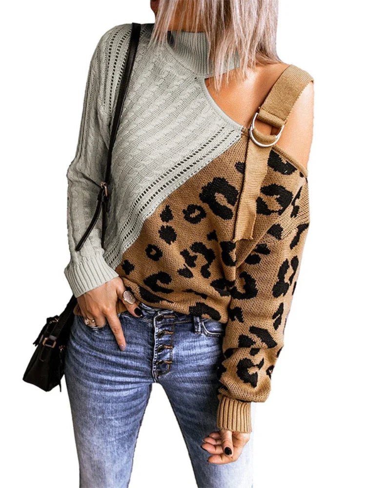 Federica | Maglione Invernale Monospalla con Stampa Leopardo