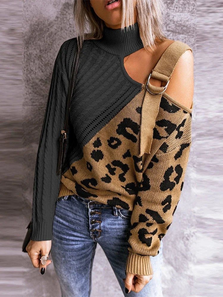Federica | Maglione Invernale Monospalla con Stampa Leopardo