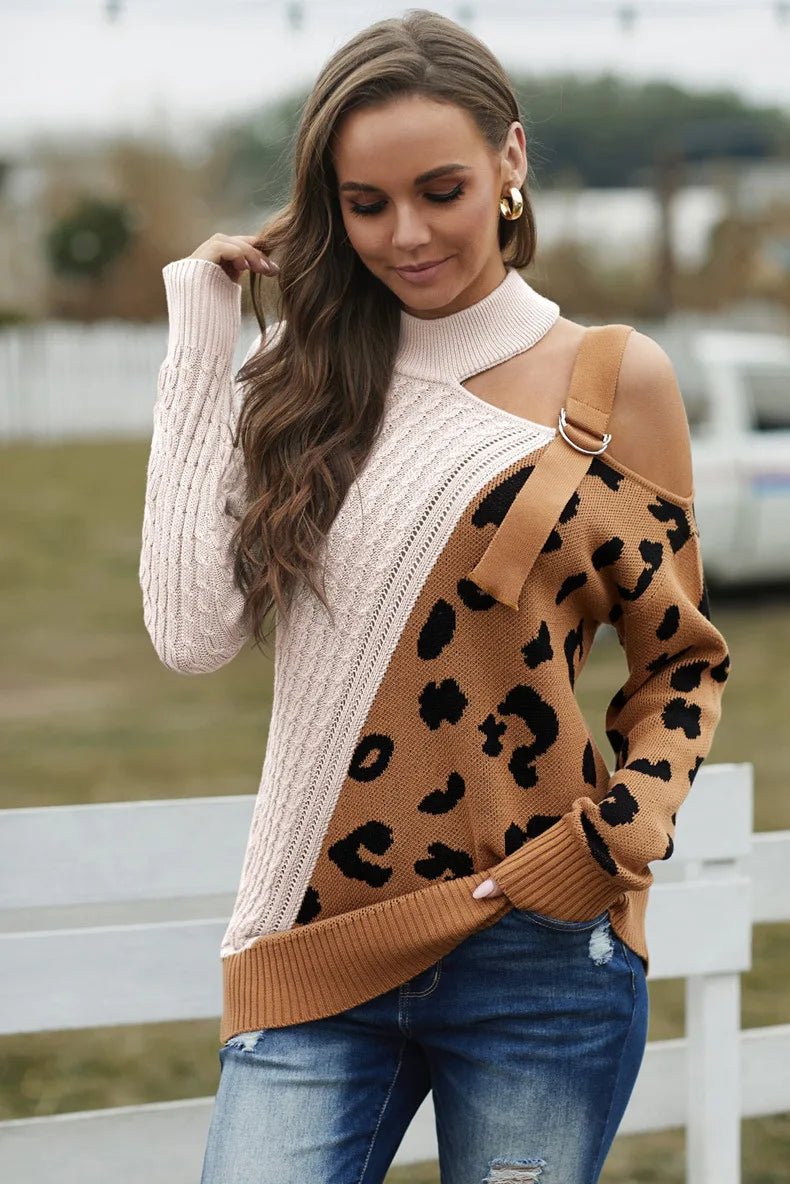 Federica | Maglione Invernale Monospalla con Stampa Leopardo