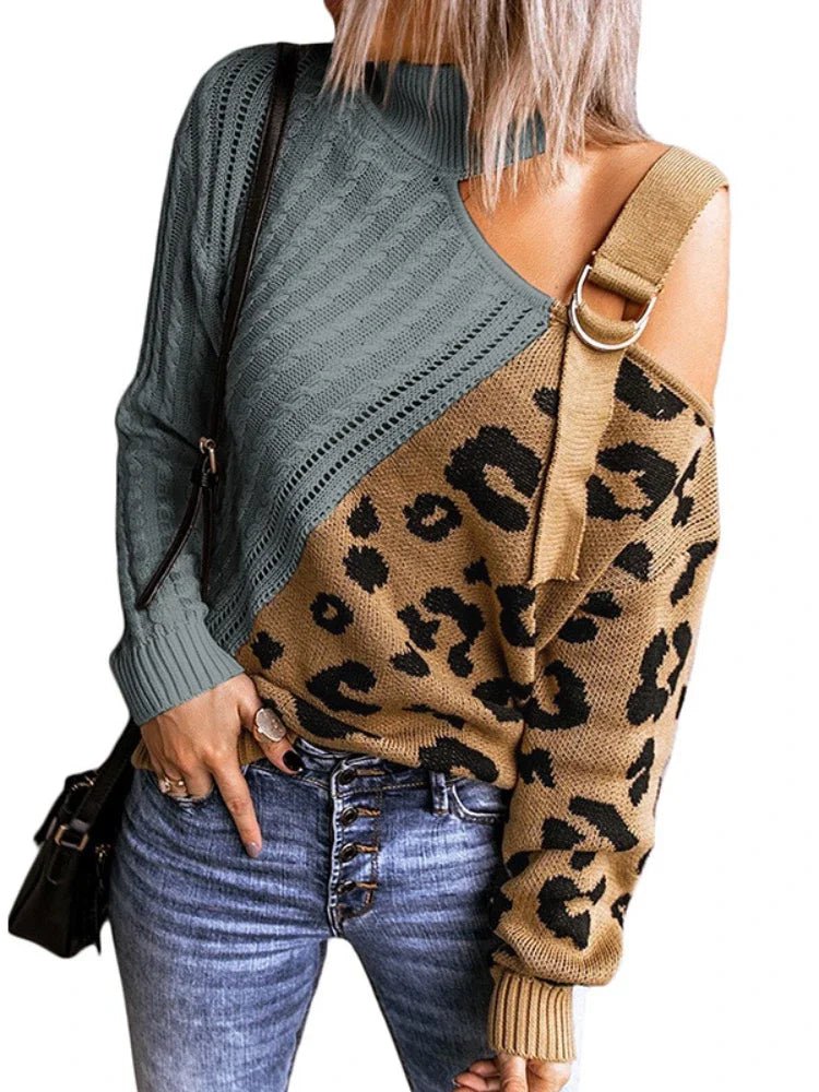 Federica | Maglione Invernale Monospalla con Stampa Leopardo