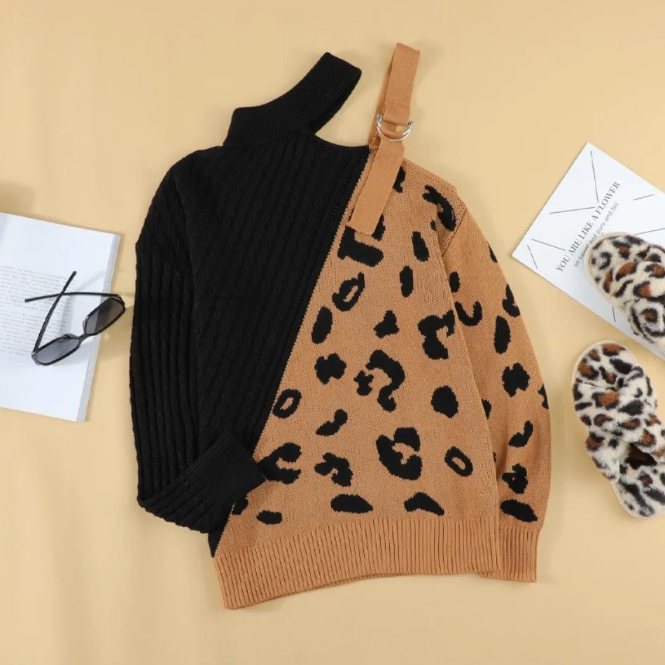 Federica | Maglione Invernale Monospalla con Stampa Leopardo