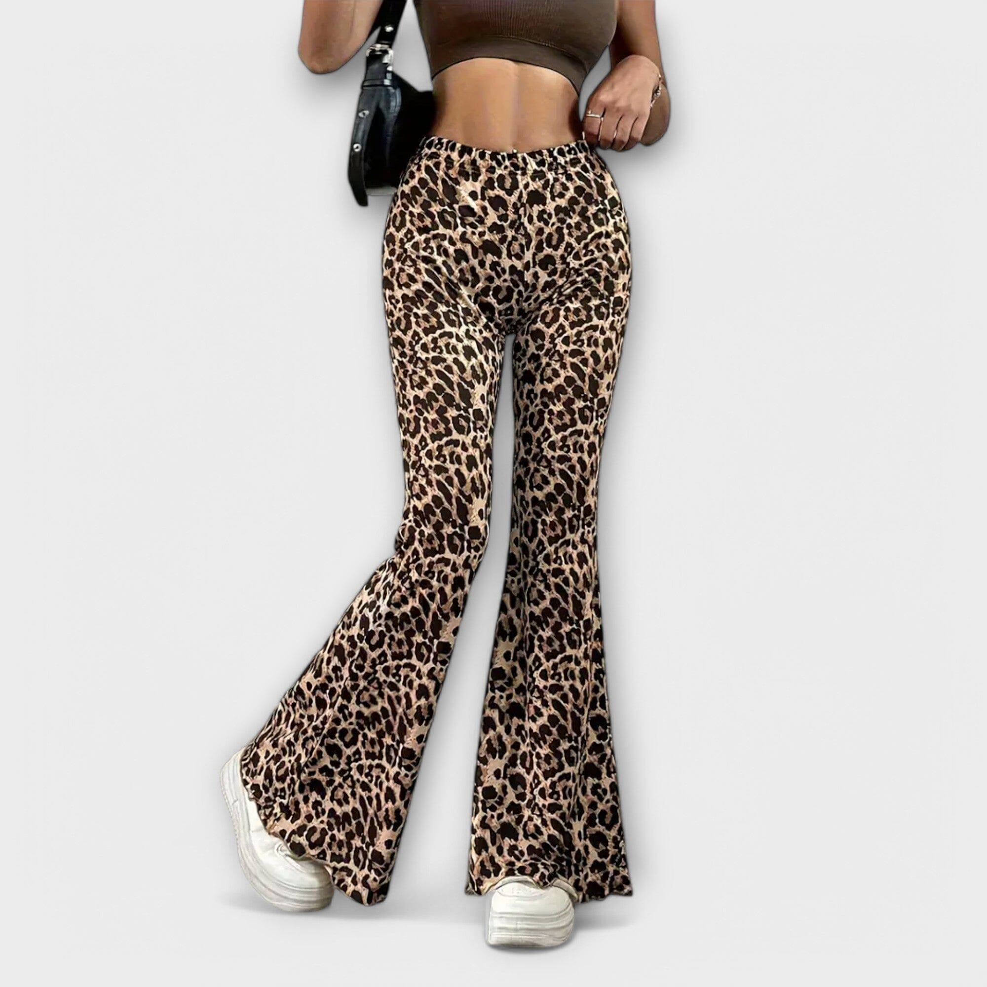 Pantaloni Bootcut con Stampa Leopardo