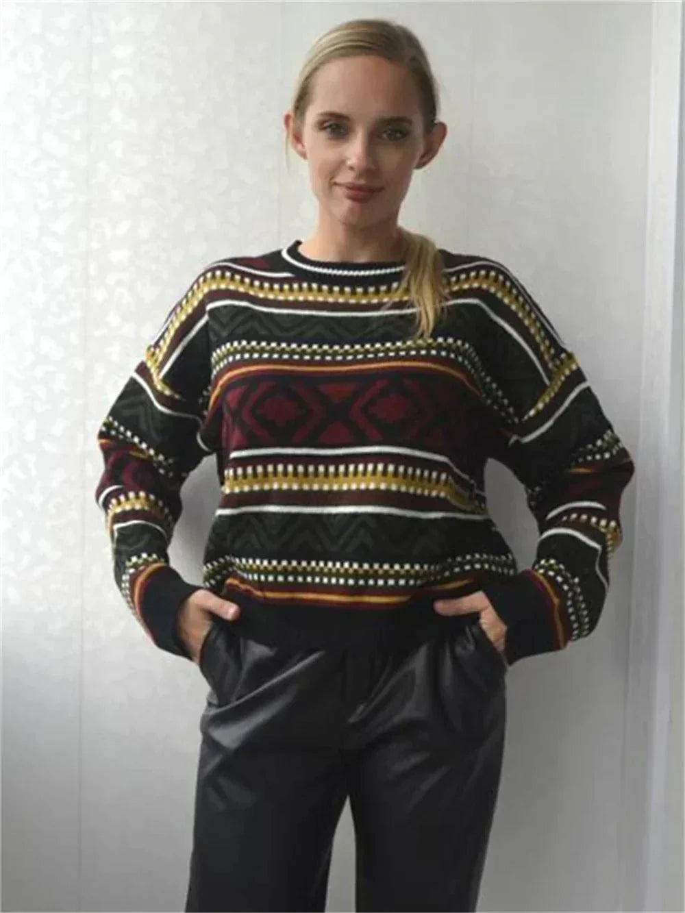 Clara | Geometric Print Sweater for Winter Style
